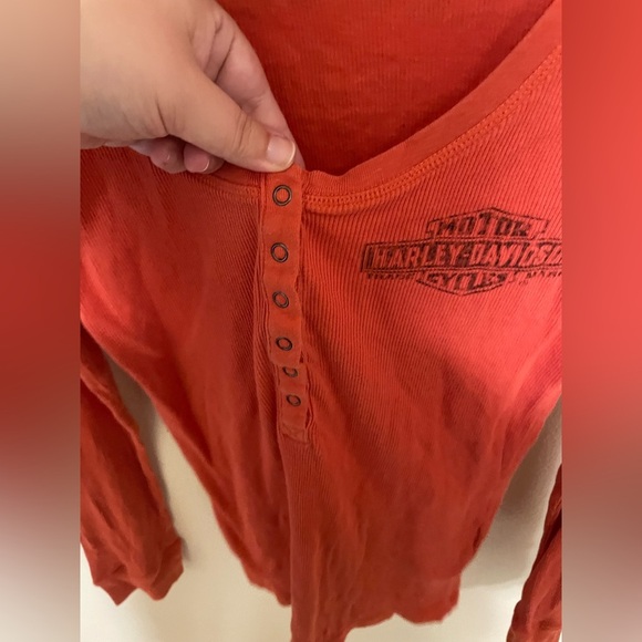 ✨Women’s Harley Davidson Orange Long Sleeve Top Size L - Picture 4 of 11